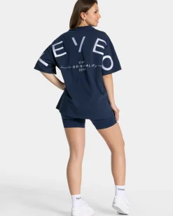 New T-shirt oversize Signature « bleu foncé » Femme T-shirts
