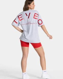 Hot T-shirt oversize Signature « gris clair » Femme T-shirts