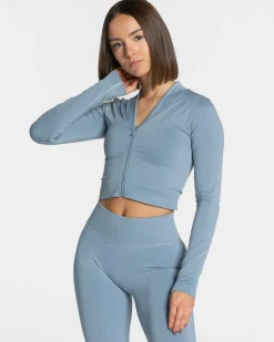 Discount Veste de sport Statement Zip « bleu acier » Femme Hauts À Manches Longues