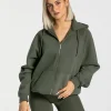 Discount Veste de sport Statement Oversized « kaki » Femme Sweats À Capuche Et Vestes De Sport