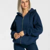 New Veste de sport Statement Oversized « bleu foncé » Femme Sweats À Capuche Et Vestes De Sport