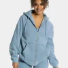 Clearance Veste de sport Statement Oversized « bleu acier » Femme Sweats À Capuche Et Vestes De Sport