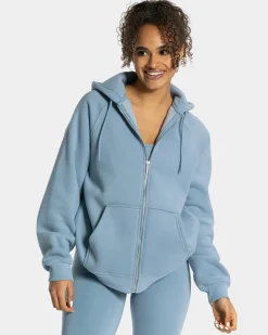 Clearance Veste de sport Statement Oversized « bleu acier » Femme Sweats À Capuche Et Vestes De Sport