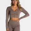 Clearance Veste de sport Statement Zip « moka » Femme Hauts À Manches Longues