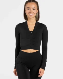 New Veste de sport Statement Zip « noir » Femme Hauts À Manches Longues