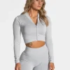 Clearance Veste de sport Statement Zip « gris clair » Femme Hauts À Manches Longues