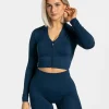 Fashion Veste de sport Statement Zip « bleu foncé » Femme Hauts À Manches Longues