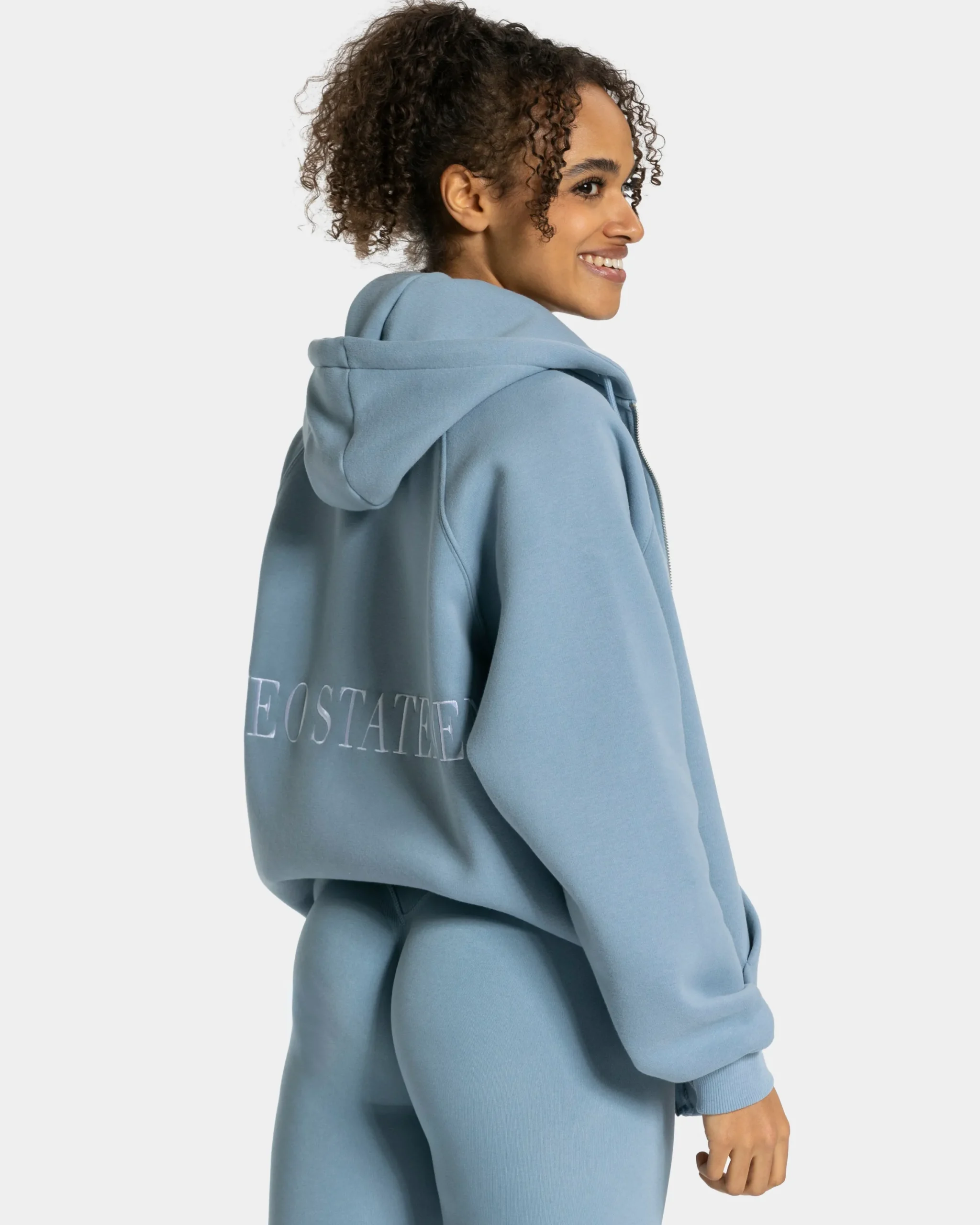 Clearance Veste de sport Statement Oversized « bleu acier » Femme Sweats À Capuche Et Vestes De Sport