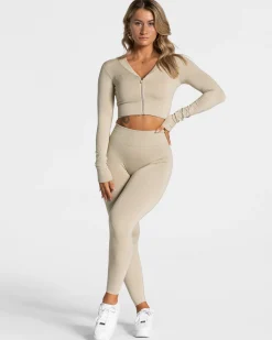 Fashion Veste de sport Statement Zip « sable » Femme Hauts À Manches Longues