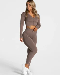 Clearance Veste de sport Statement Zip « moka » Femme Hauts À Manches Longues