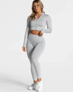 Clearance Veste de sport Statement Zip « gris clair » Femme Hauts À Manches Longues
