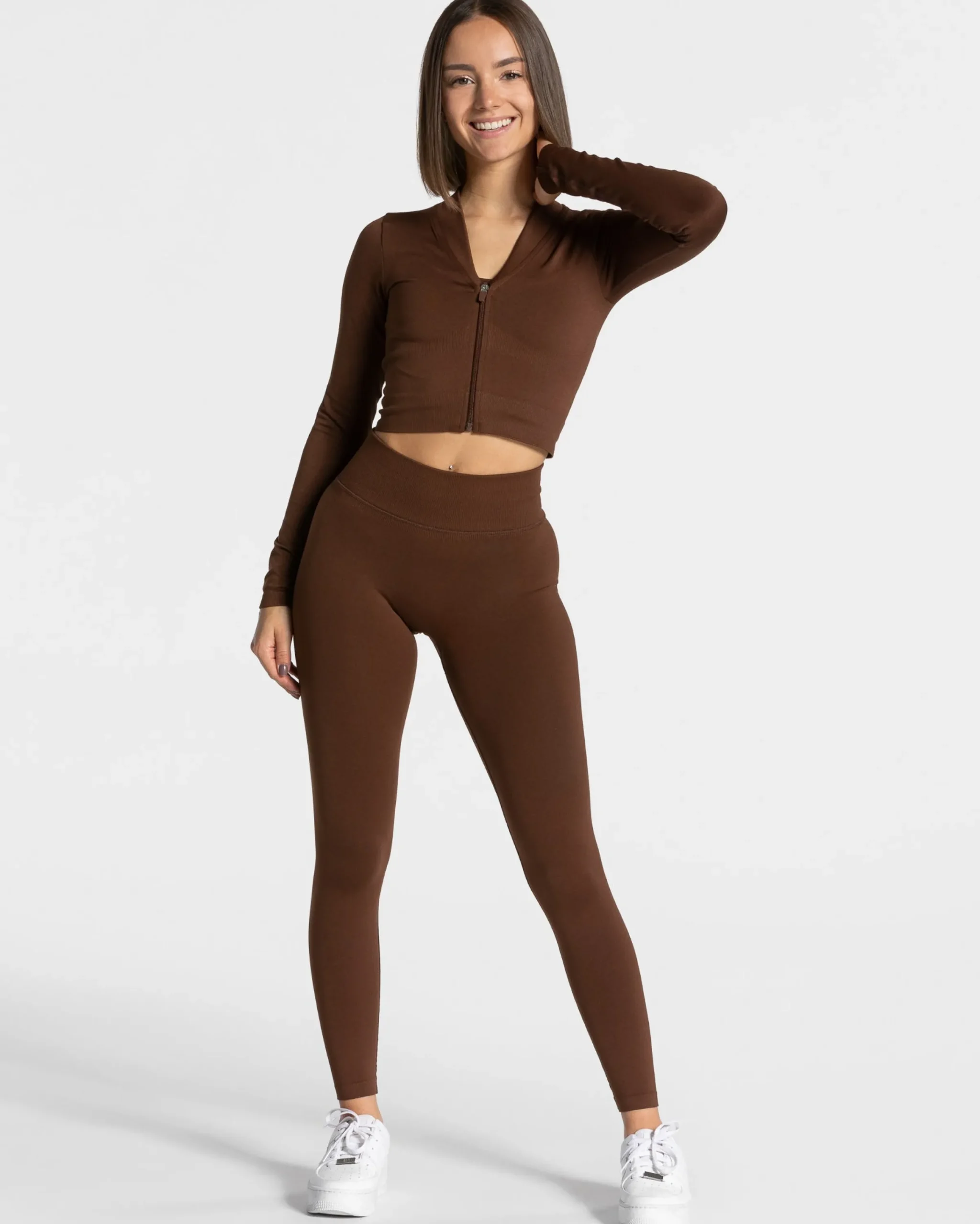 Outlet Veste de sport Statement Zip « café » Femme Hauts À Manches Longues