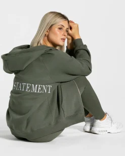 Discount Veste de sport Statement Oversized « kaki » Femme Sweats À Capuche Et Vestes De Sport