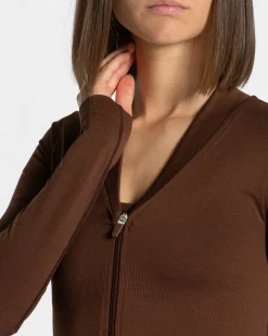 Outlet Veste de sport Statement Zip « café » Femme Hauts À Manches Longues