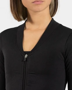 New Veste de sport Statement Zip « noir » Femme Hauts À Manches Longues