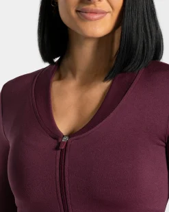 Best Veste de sport Statement Zip « prune » Femme Hauts À Manches Longues