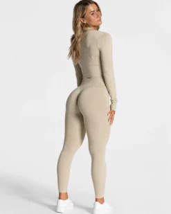 Fashion Veste de sport Statement Zip « sable » Femme Hauts À Manches Longues