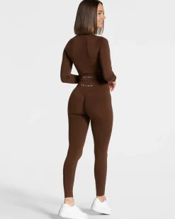 Outlet Veste de sport Statement Zip « café » Femme Hauts À Manches Longues