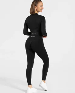 New Veste de sport Statement Zip « noir » Femme Hauts À Manches Longues