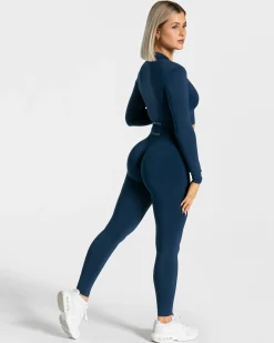 Fashion Veste de sport Statement Zip « bleu foncé » Femme Hauts À Manches Longues