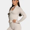 Clearance Veste de sport zippée Shaping Femme « cream » Femme Hauts À Manches Longues