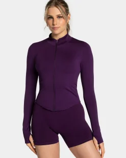 Hot Veste de sport zippée Shaping Femme « aubergine » Femme Hauts À Manches Longues