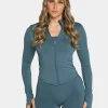 Clearance Veste de sport zippée Shaping Femme « teal » Femme Hauts À Manches Longues
