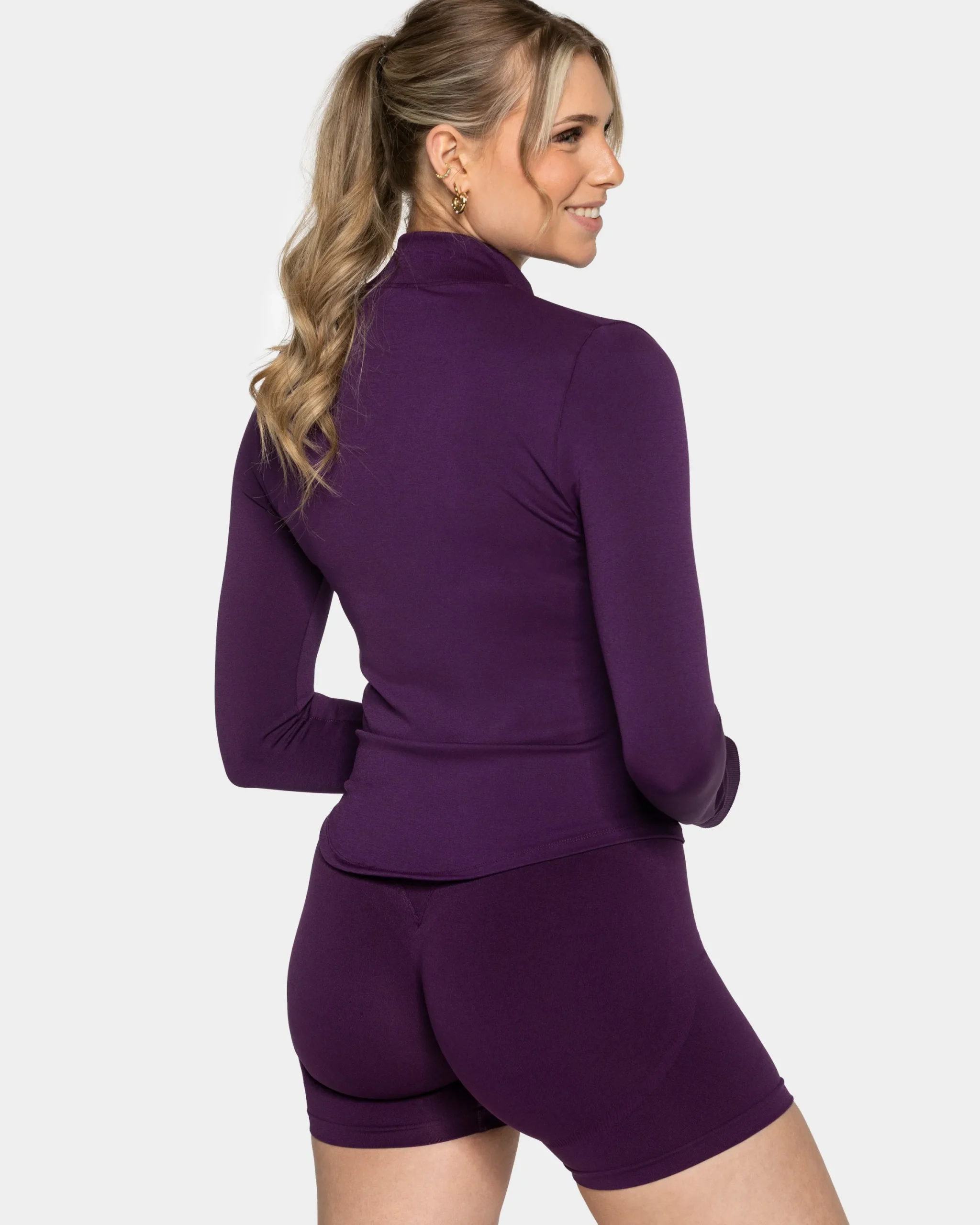 Hot Veste de sport zippée Shaping Femme « aubergine » Femme Hauts À Manches Longues