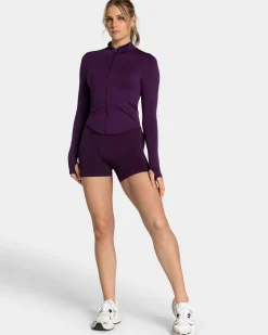 Hot Veste de sport zippée Shaping Femme « aubergine » Femme Hauts À Manches Longues