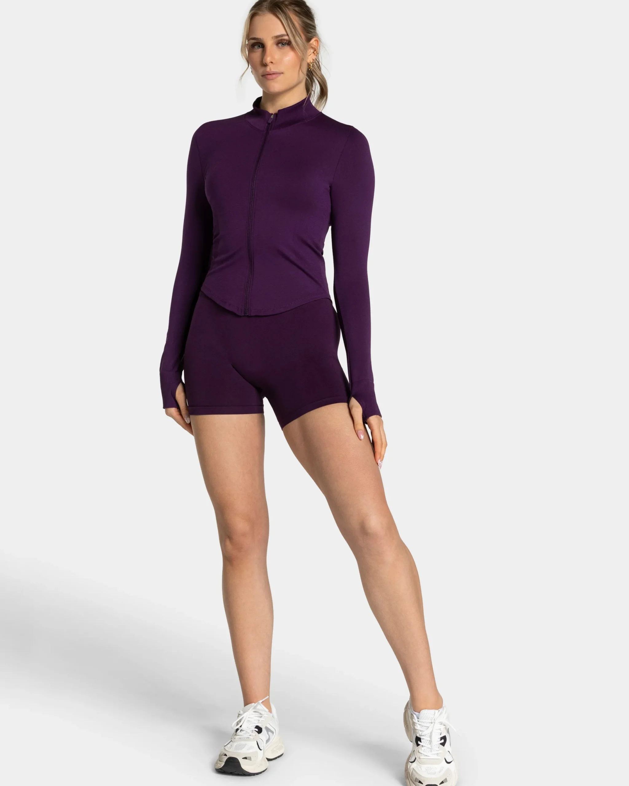 Hot Veste de sport zippée Shaping Femme « aubergine » Femme Hauts À Manches Longues