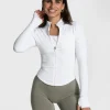 Best Veste zippée Femme Shaping « blanc » Femme Hauts À Manches Longues