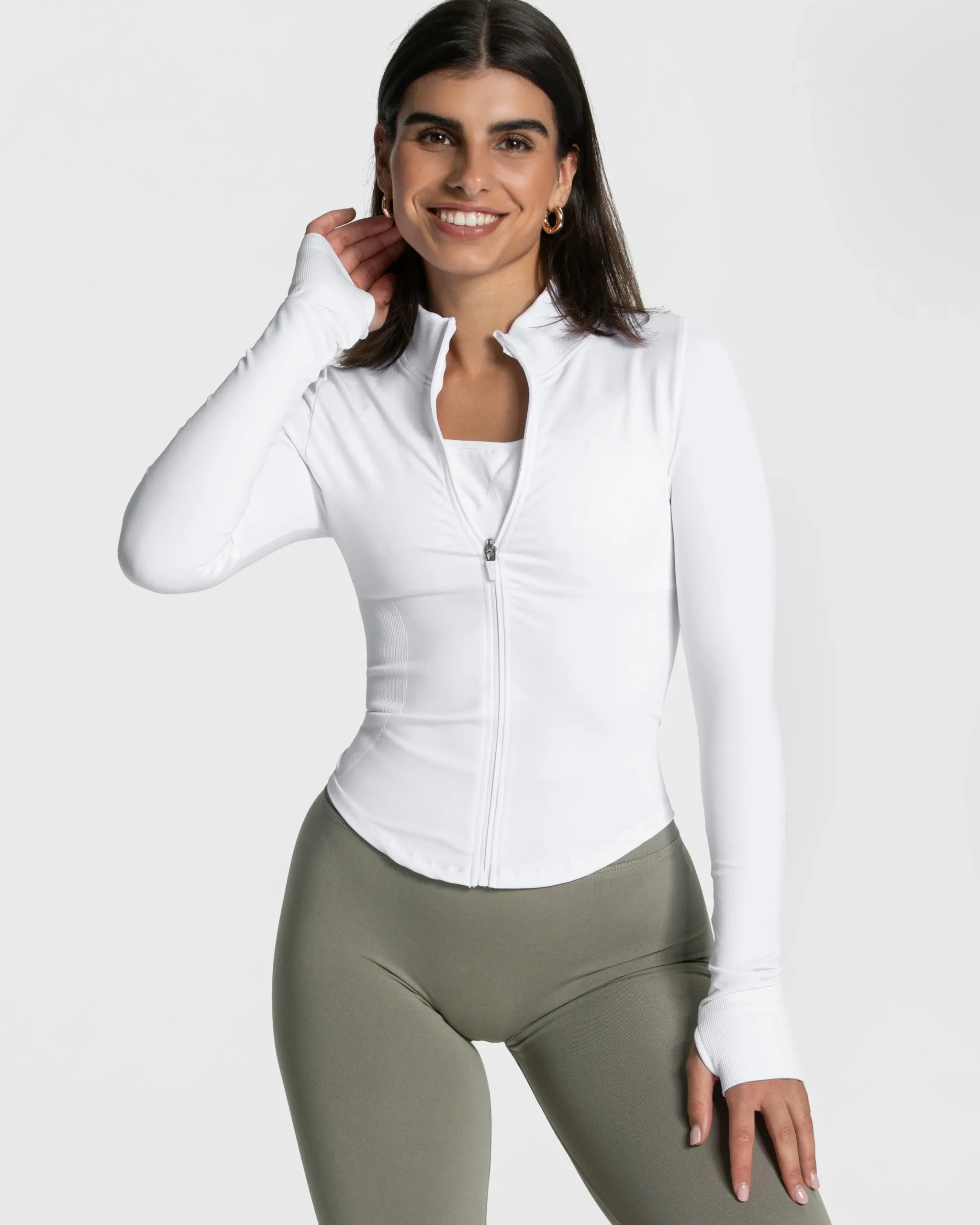 Best Veste zippée Femme Shaping « blanc » Femme Hauts À Manches Longues