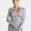 Hot Veste zippée Femme Shaping « gris » Femme Hauts À Manches Longues