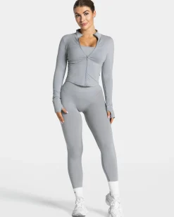 Hot Veste zippée Femme Shaping « gris » Femme Hauts À Manches Longues