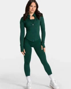 Discount Veste zippée Femme Shaping « vert foncé » Femme Hauts À Manches Longues