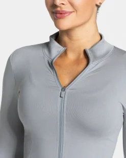 Hot Veste zippée Femme Shaping « gris » Femme Hauts À Manches Longues