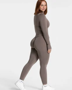Hot Veste zippée Femme Shaping « moka » Femme Hauts À Manches Longues